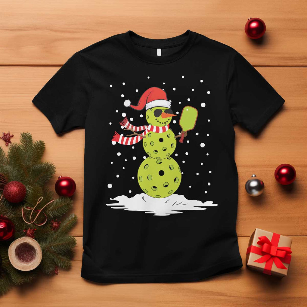 Pickleball Christmas T Shirt Santa Hat Snowman Xmas TS10 Black Print Your Wear