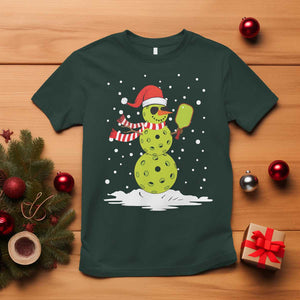 Pickleball Christmas T Shirt Santa Hat Snowman Xmas TS10 Dark Forest Green Print Your Wear