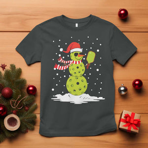Pickleball Christmas T Shirt Santa Hat Snowman Xmas TS10 Dark Heather Print Your Wear