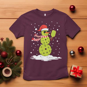 Pickleball Christmas T Shirt Santa Hat Snowman Xmas TS10 Maroon Print Your Wear