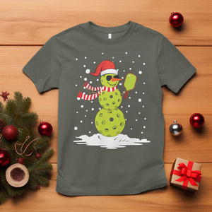 Pickleball Christmas T Shirt Santa Hat Snowman Xmas TS10 Military Green Print Your Wear