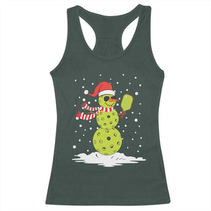 Pickleball Christmas Racerback Tank Top Santa Hat Snowman Xmas TS10 Dark Forest Green Print Your Wear
