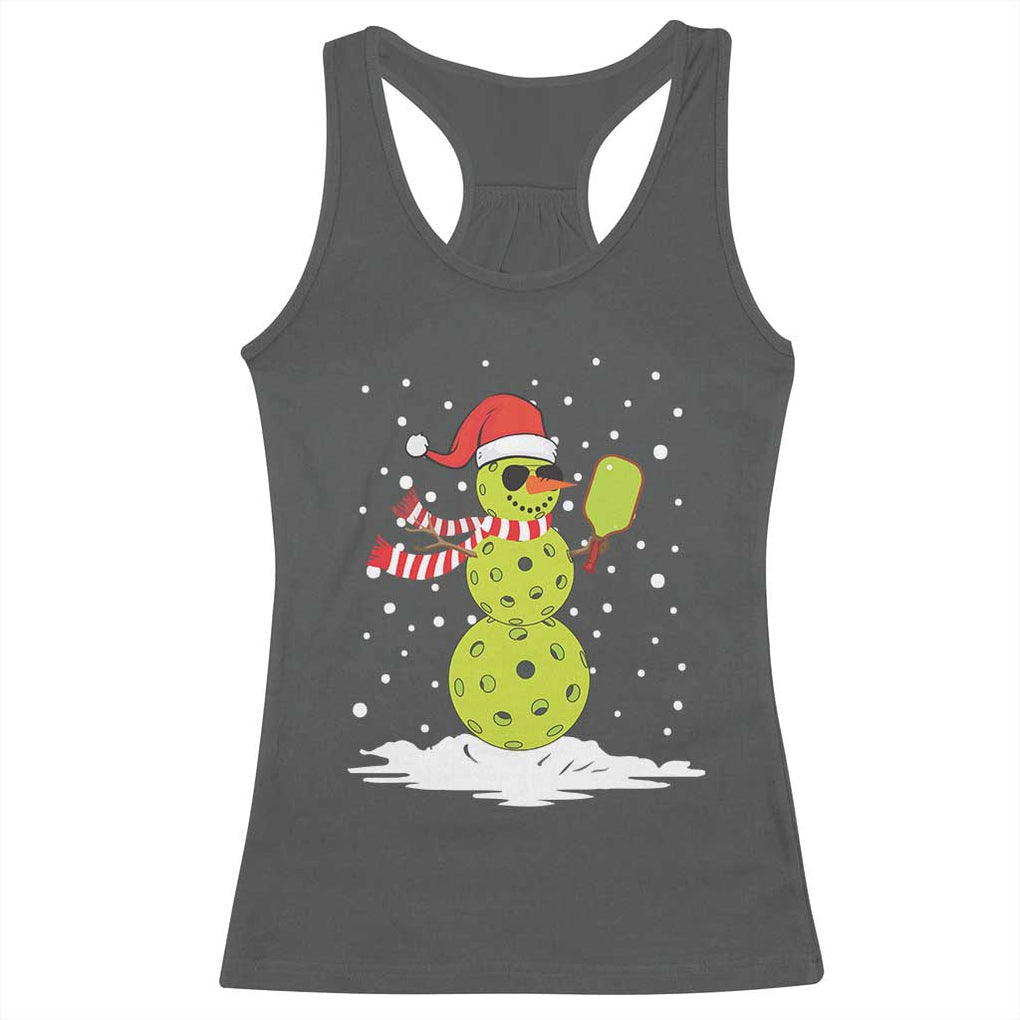 Pickleball Christmas Racerback Tank Top Santa Hat Snowman Xmas TS10 Dark Heather Print Your Wear