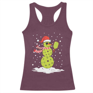 Pickleball Christmas Racerback Tank Top Santa Hat Snowman Xmas TS10 Maroon Print Your Wear