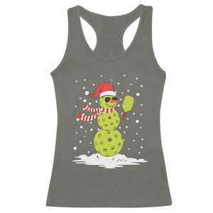 Pickleball Christmas Racerback Tank Top Santa Hat Snowman Xmas TS10 Military Green Print Your Wear