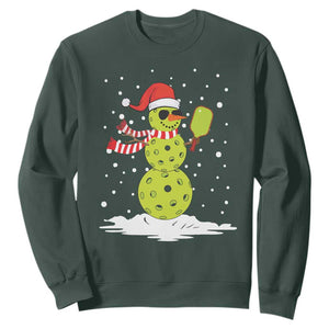 Pickleball Christmas Sweatshirt Santa Hat Snowman Xmas TS10 Dark Forest Green Print Your Wear