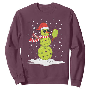 Pickleball Christmas Sweatshirt Santa Hat Snowman Xmas TS10 Maroon Print Your Wear