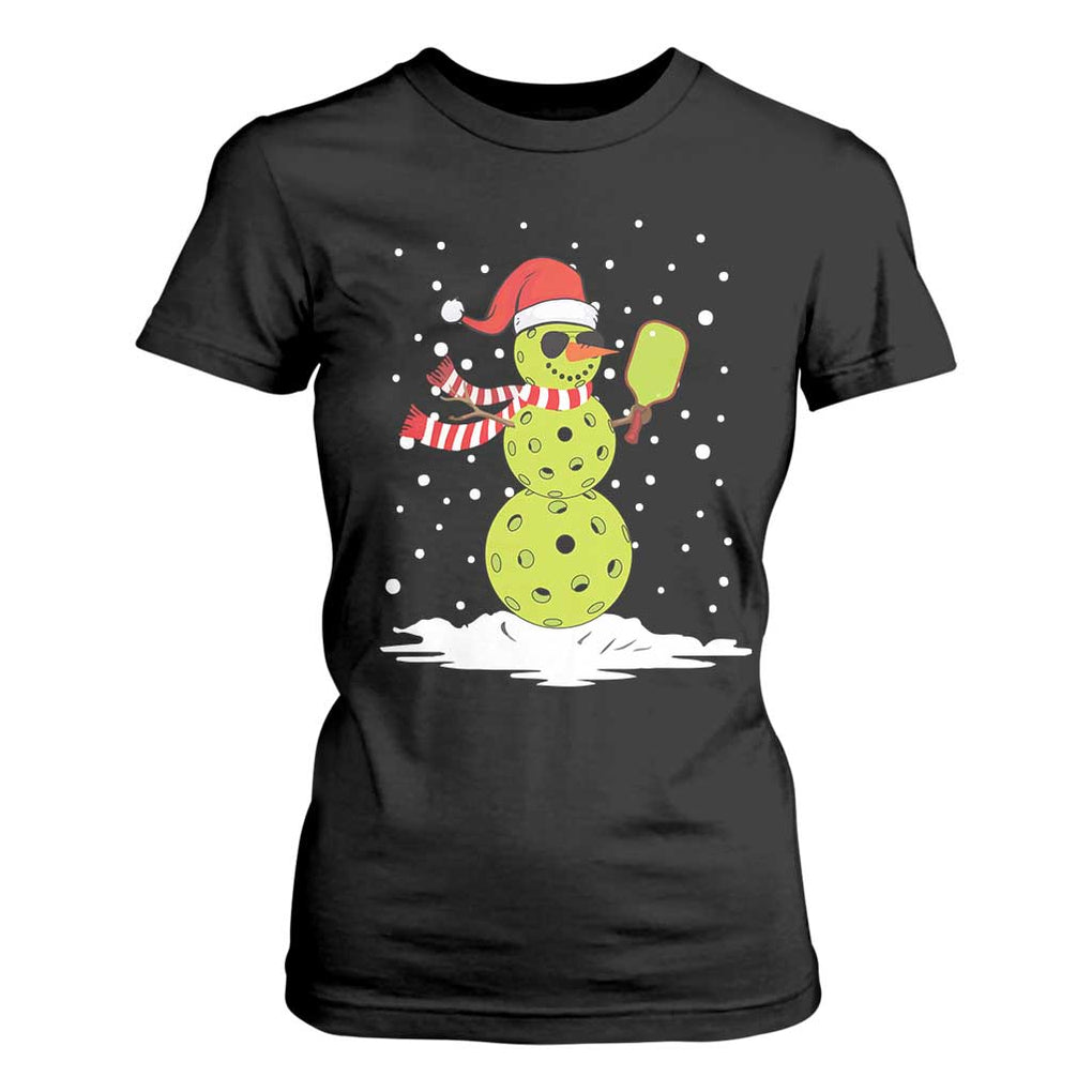 Pickleball Christmas T Shirt For Women Santa Hat Snowman Xmas TS10 Black Print Your Wear