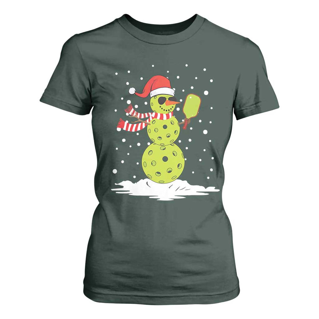 Pickleball Christmas T Shirt For Women Santa Hat Snowman Xmas TS10 Dark Forest Green Print Your Wear
