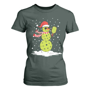 Pickleball Christmas T Shirt For Women Santa Hat Snowman Xmas TS10 Dark Forest Green Print Your Wear