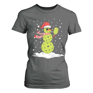 Pickleball Christmas T Shirt For Women Santa Hat Snowman Xmas TS10 Dark Heather Print Your Wear