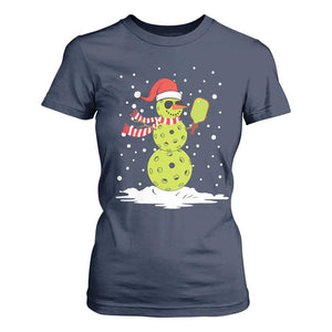 Pickleball Christmas T Shirt For Women Santa Hat Snowman Xmas TS10 Navy Print Your Wear