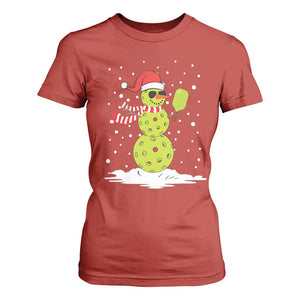 Pickleball Christmas T Shirt For Women Santa Hat Snowman Xmas TS10 Red Print Your Wear