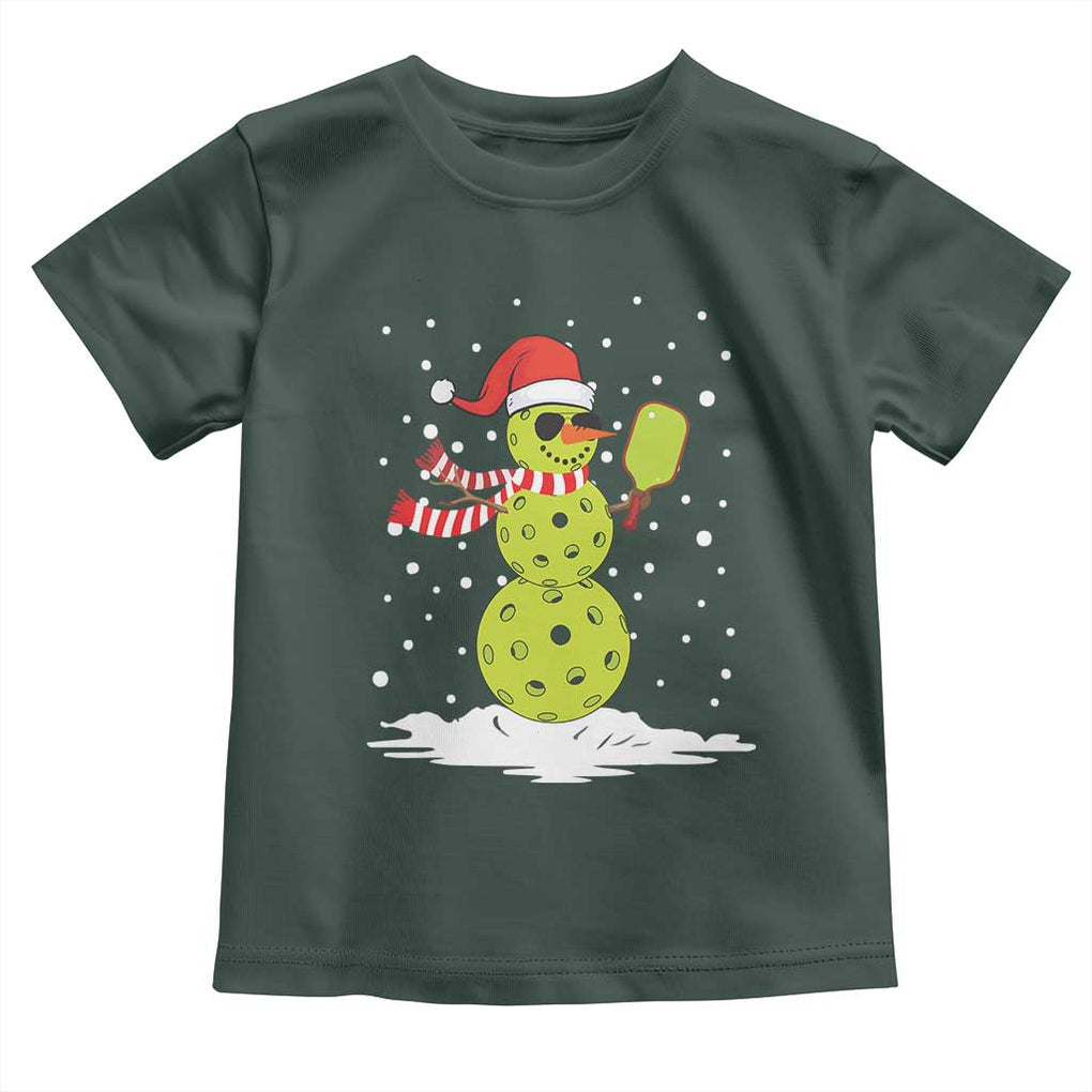 Pickleball Christmas Toddler T Shirt Santa Hat Snowman Xmas TS10 Dark Forest Green Print Your Wear