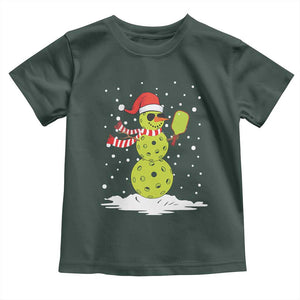 Pickleball Christmas Toddler T Shirt Santa Hat Snowman Xmas TS10 Dark Forest Green Print Your Wear