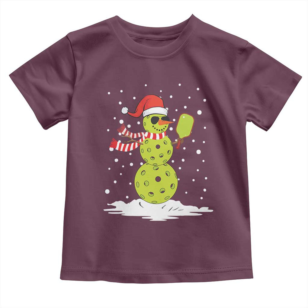 Pickleball Christmas Toddler T Shirt Santa Hat Snowman Xmas TS10 Maroon Print Your Wear
