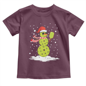 Pickleball Christmas Toddler T Shirt Santa Hat Snowman Xmas TS10 Maroon Print Your Wear