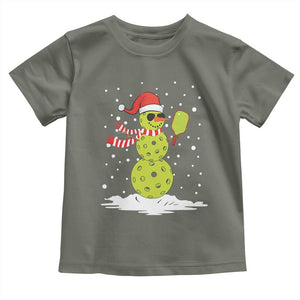 Pickleball Christmas Toddler T Shirt Santa Hat Snowman Xmas TS10 Military Green Print Your Wear