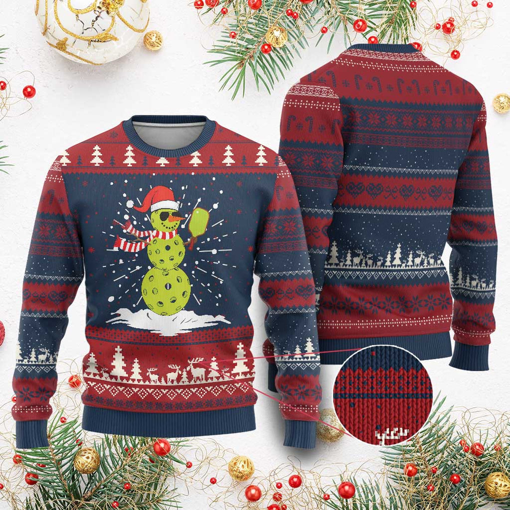Pickleball Ugly Christmas Sweater Santa Hat Snowman Xmas TS10 Burgundy Print Your Wear