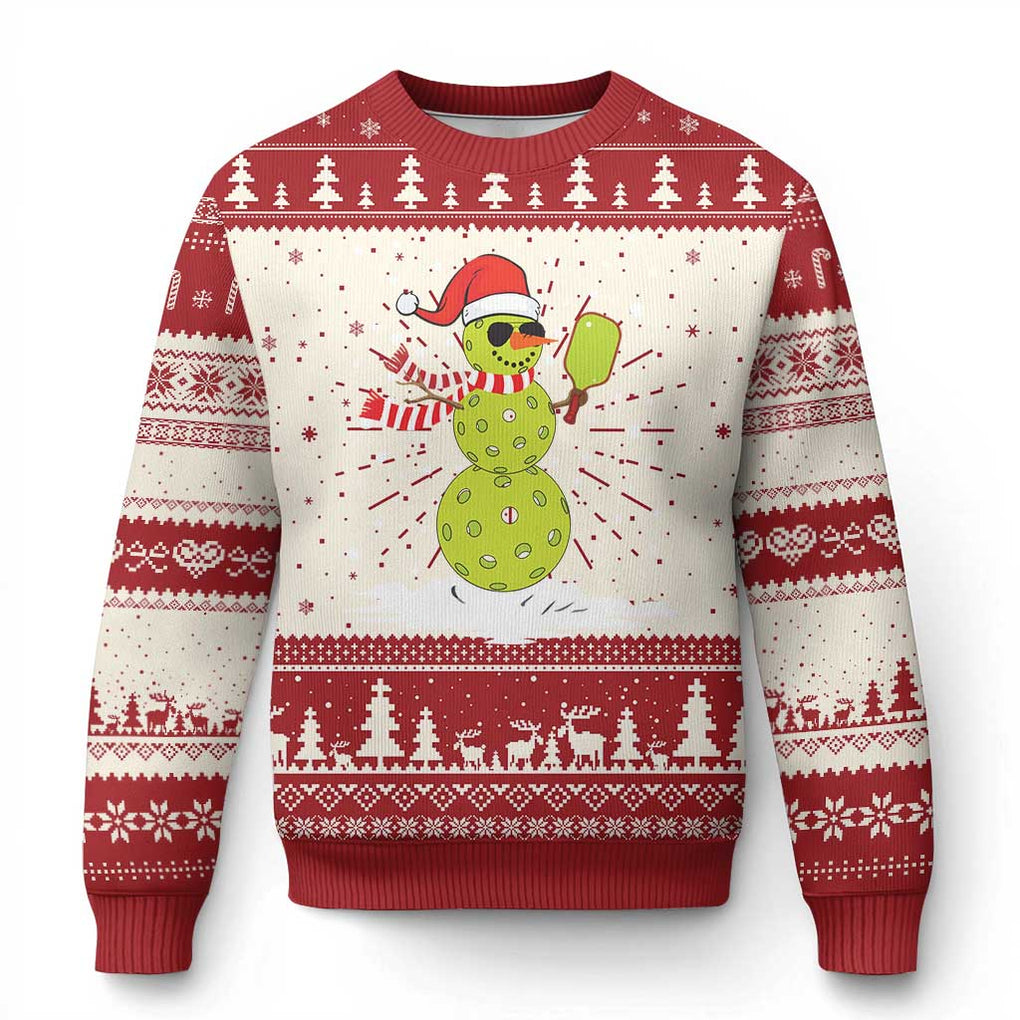Pickleball Ugly Christmas Sweater Santa Hat Snowman Xmas TS10 Red Print Your Wear
