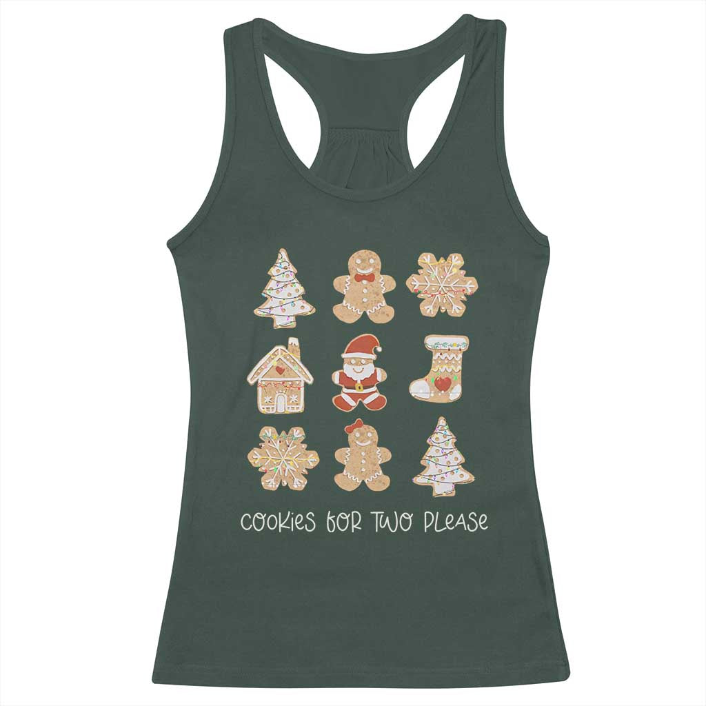 Christmas Pregnancy Announcement Racerback Tank Top Cookies For Two Please Maternity Gift TS10 Dark Forest Green Print Your Wear