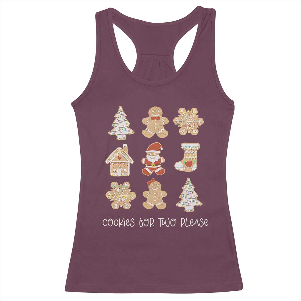 Christmas Pregnancy Announcement Racerback Tank Top Cookies For Two Please Maternity Gift TS10 Maroon Print Your Wear