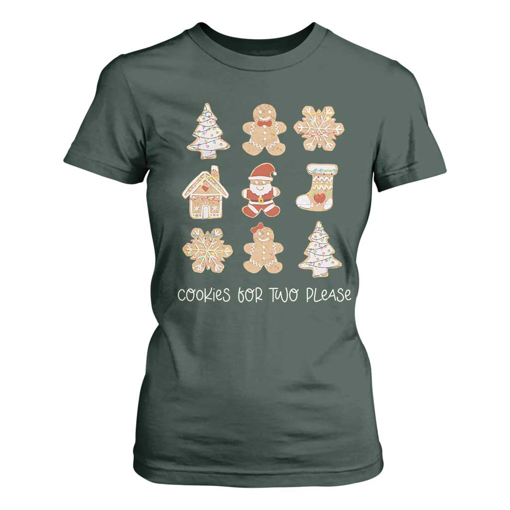 Christmas Pregnancy Announcement T Shirt For Women Cookies For Two Please Maternity Gift TS10 Dark Forest Green Print Your Wear