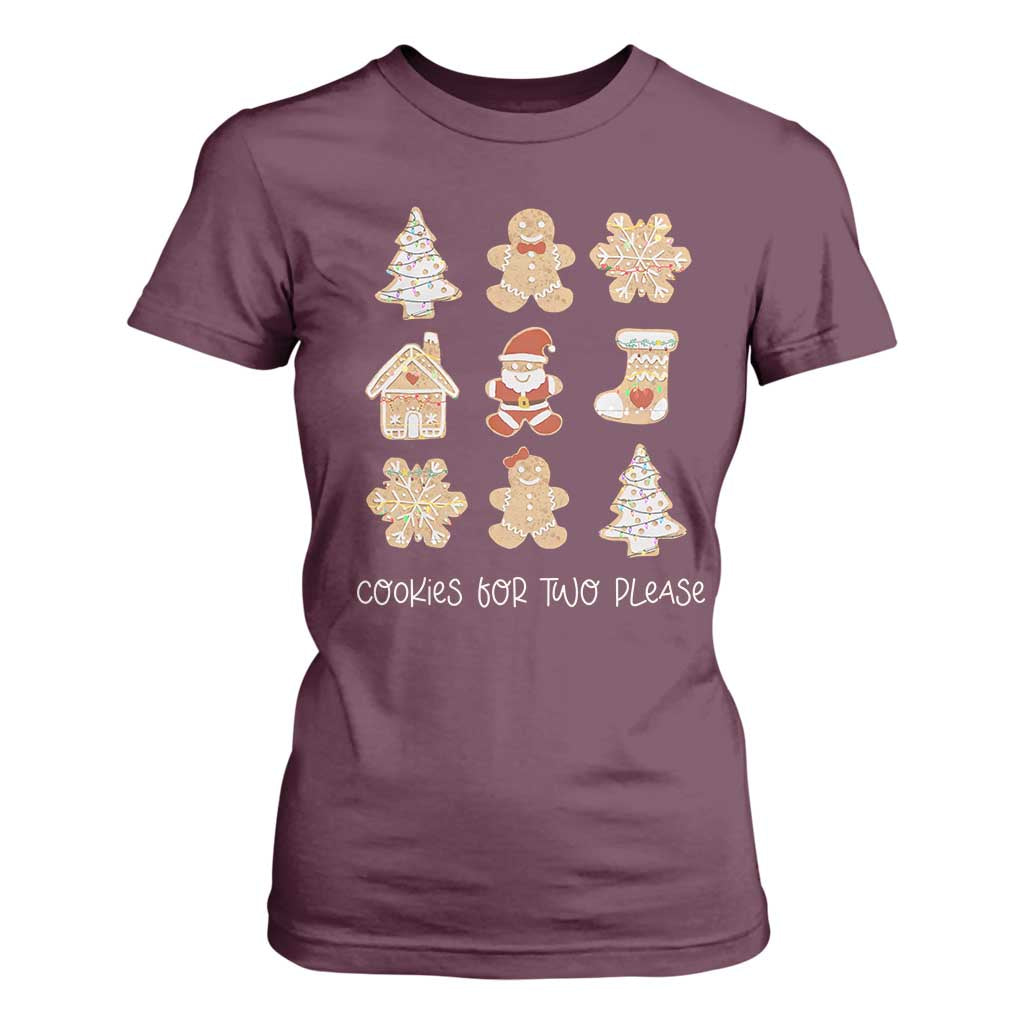 Christmas Pregnancy Announcement T Shirt For Women Cookies For Two Please Maternity Gift TS10 Maroon Print Your Wear