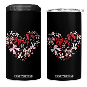 Coquette Valentine's Day Heart Bow 4 in 1 Can Cooler Tumbler TS10 One Size: 16 oz Black Print Your Wear