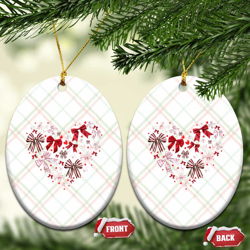 Coquette Valentine's Day Heart Bow Ceramic Ornament TS10 Print Your Wear