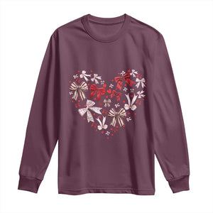 Coquette Valentine's Day Heart Bow Long Sleeve Shirt TS10 Maroon Print Your Wear