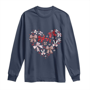 Coquette Valentine's Day Heart Bow Long Sleeve Shirt TS10 Navy Print Your Wear