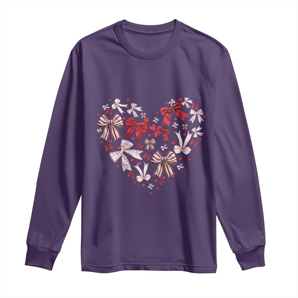 Coquette Valentine's Day Heart Bow Long Sleeve Shirt TS10 Purple Print Your Wear