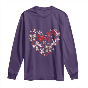 Coquette Valentine's Day Heart Bow Long Sleeve Shirt TS10 Purple Print Your Wear