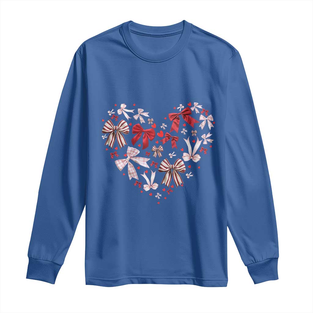 Coquette Valentine's Day Heart Bow Long Sleeve Shirt TS10 Royal Blue Print Your Wear