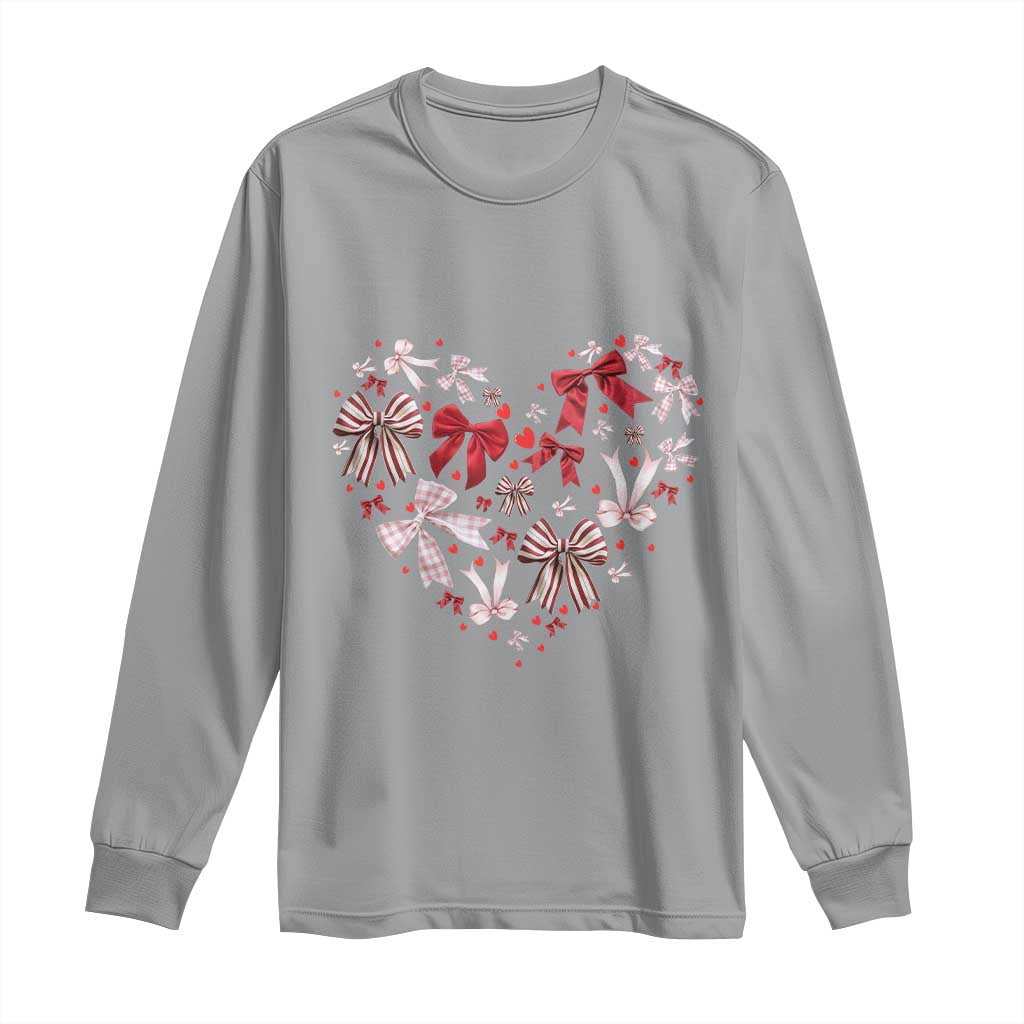 Coquette Valentine's Day Heart Bow Long Sleeve Shirt TS10 Sport Gray Print Your Wear