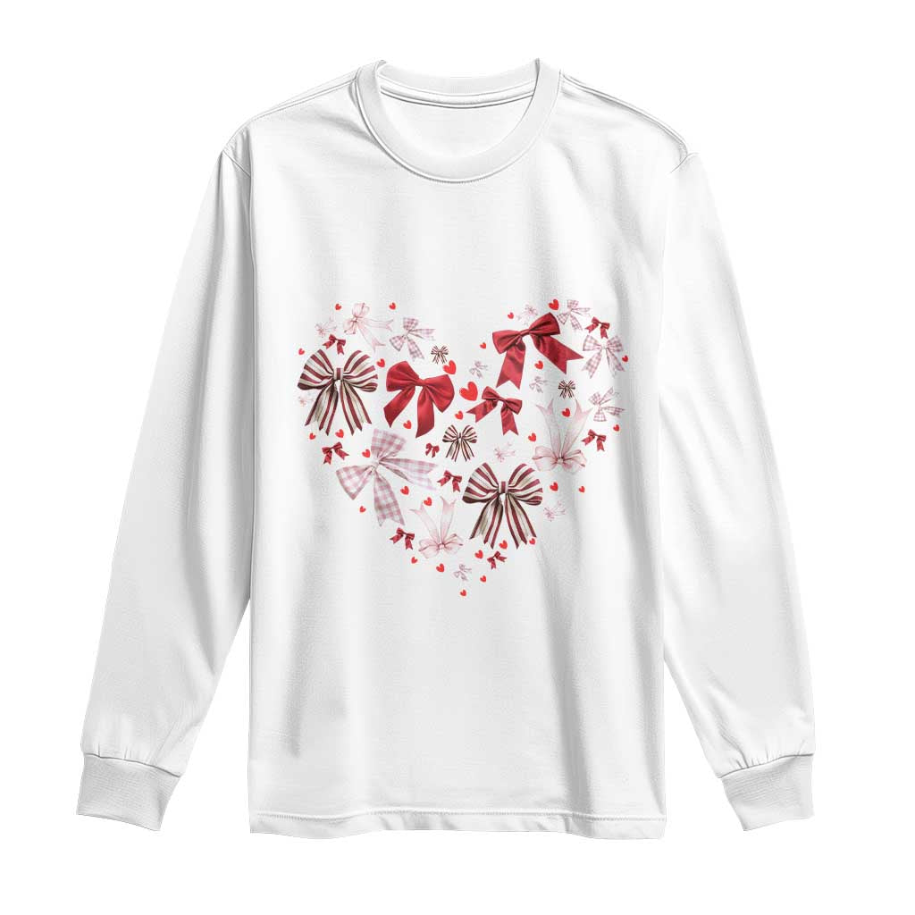 Coquette Valentine's Day Heart Bow Long Sleeve Shirt TS10 White Print Your Wear