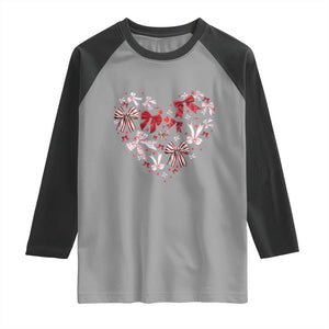 Coquette Valentine's Day Heart Bow Raglan Shirt TS10 Sport Gray Black Print Your Wear