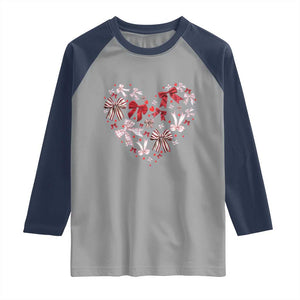 Coquette Valentine's Day Heart Bow Raglan Shirt TS10 Sport Gray Navy Print Your Wear