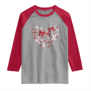 Coquette Valentine's Day Heart Bow Raglan Shirt TS10 Sport Gray Red Print Your Wear