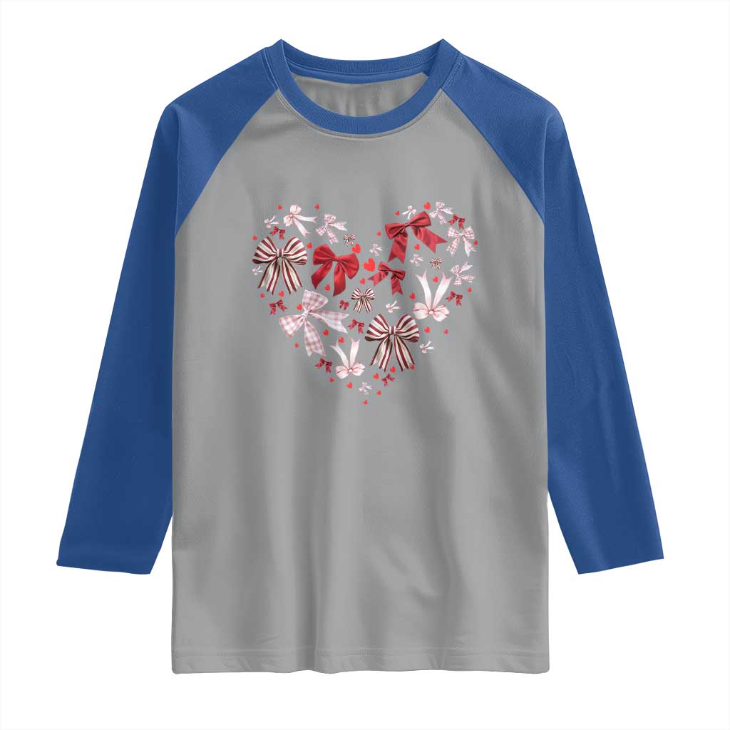 Coquette Valentine's Day Heart Bow Raglan Shirt TS10 Sport Gray Royal Print Your Wear