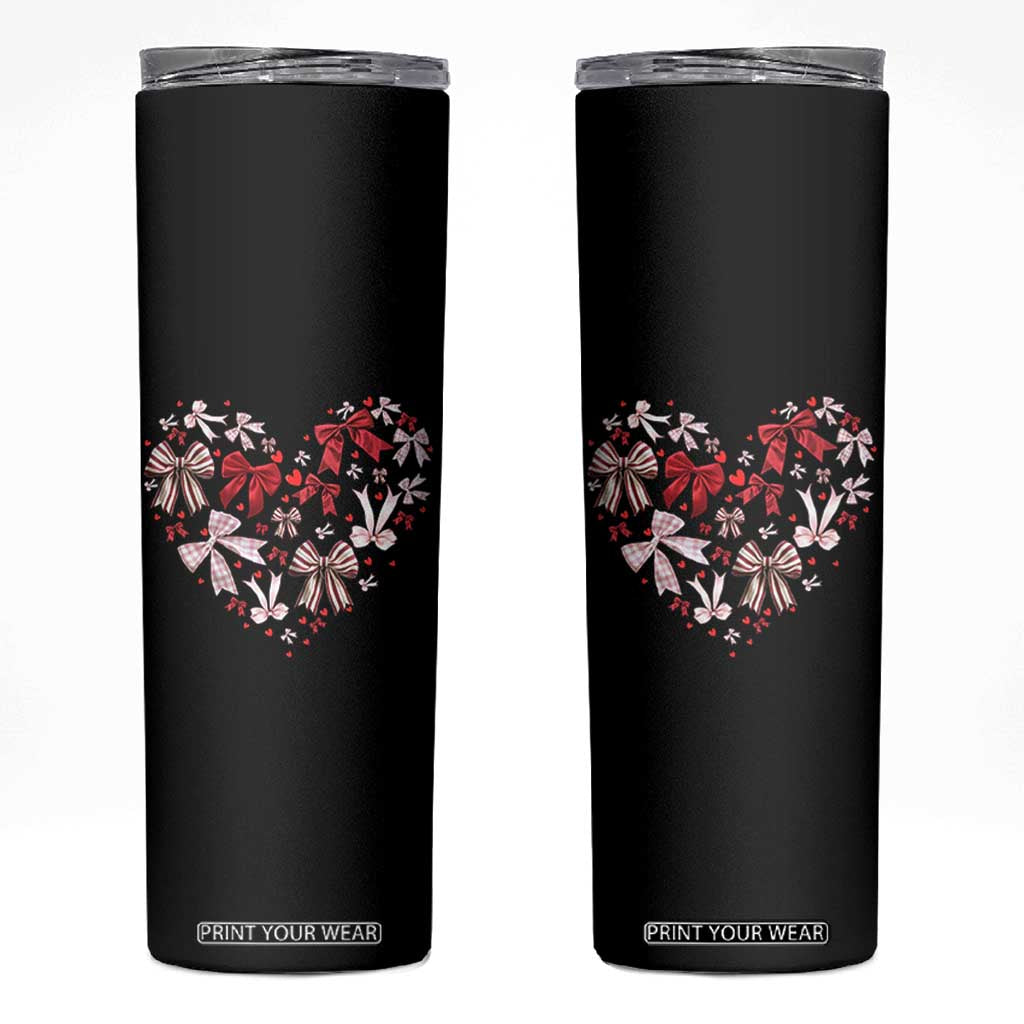 Coquette Valentine's Day Heart Bow Skinny Tumbler TS10 Black Print Your Wear