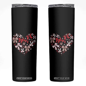 Coquette Valentine's Day Heart Bow Skinny Tumbler TS10 Black Print Your Wear