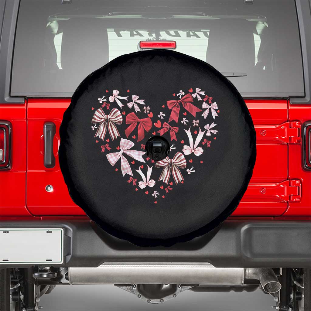 Coquette Valentine's Day Heart Bow Spare Tire Cover TS10 Black Print Your Wear