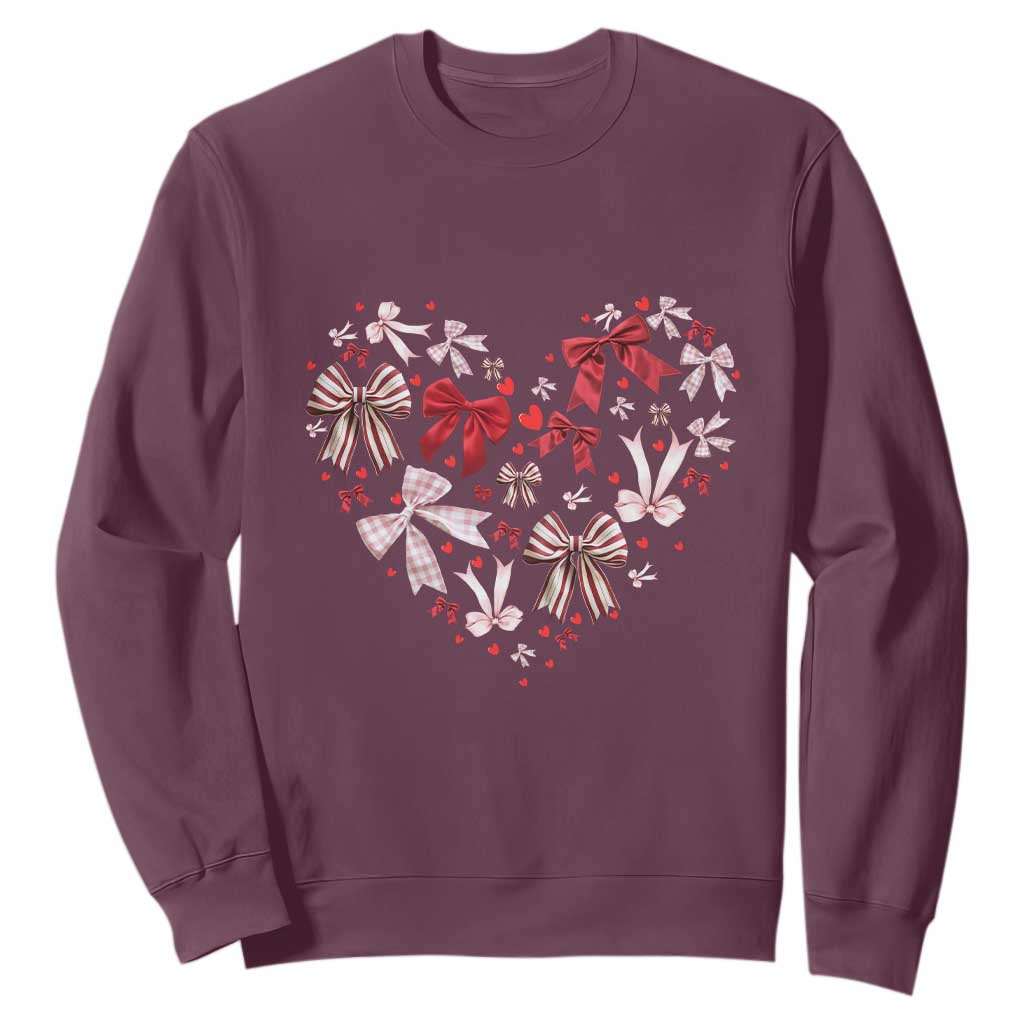 Coquette Valentine's Day Heart Bow Sweatshirt TS10 Maroon Print Your Wear