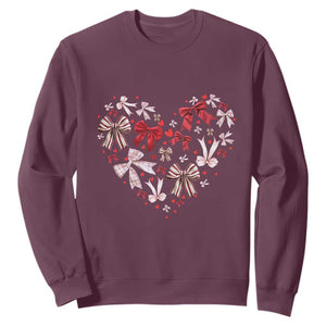 Coquette Valentine's Day Heart Bow Sweatshirt TS10 Maroon Print Your Wear