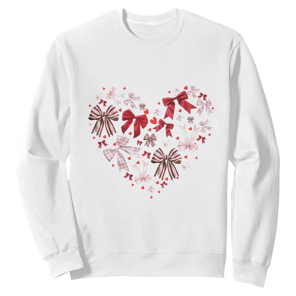 Coquette Valentine's Day Heart Bow Sweatshirt TS10 White Print Your Wear