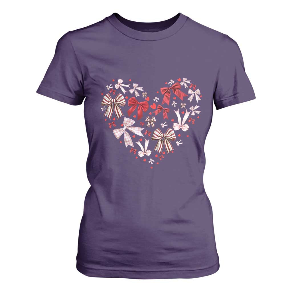 Coquette Valentine's Day Heart Bow T Shirt For Women TS10 Purple Print Your Wear