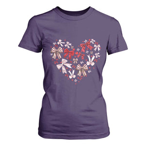 Coquette Valentine's Day Heart Bow T Shirt For Women TS10 Purple Print Your Wear
