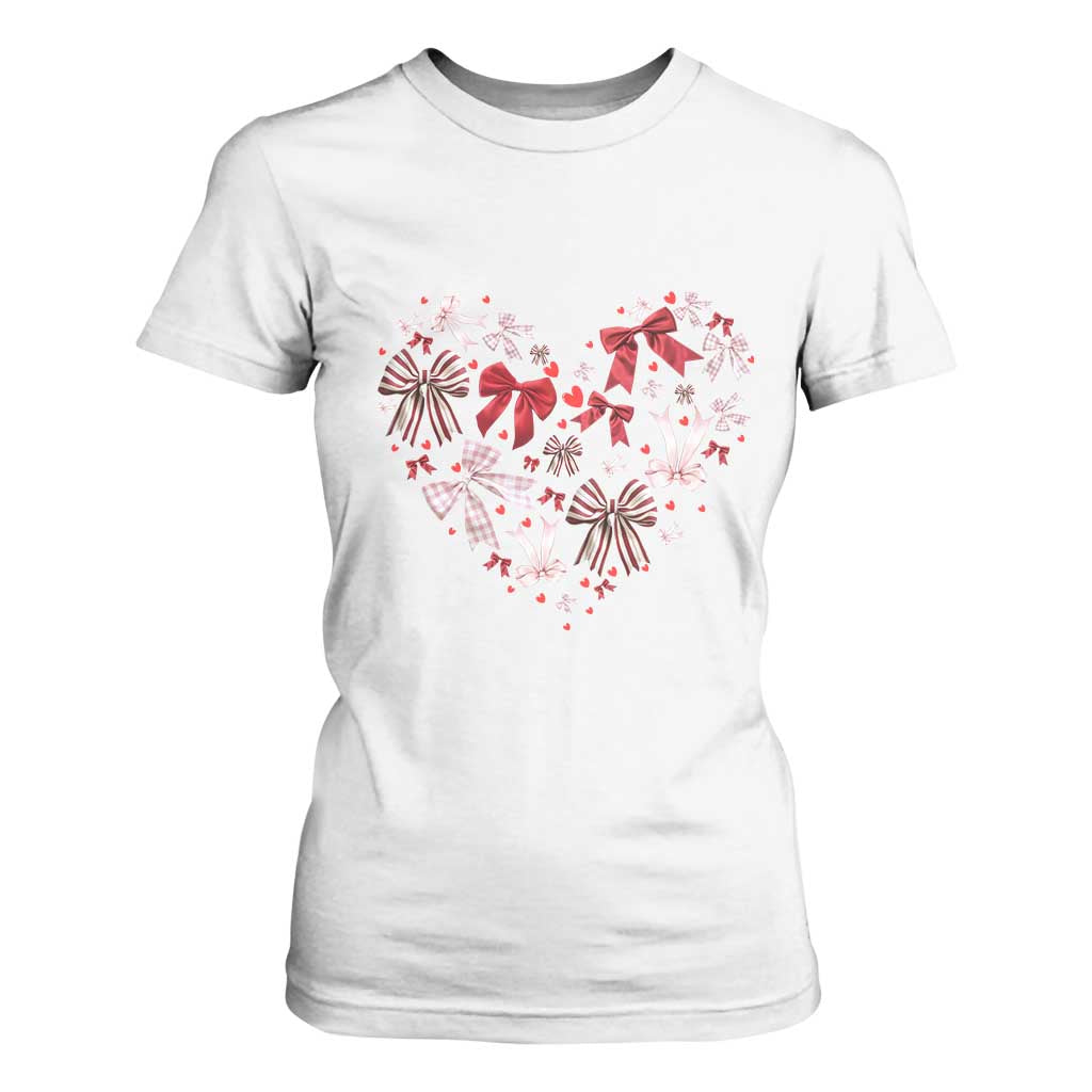 Coquette Valentine's Day Heart Bow T Shirt For Women TS10 White Print Your Wear